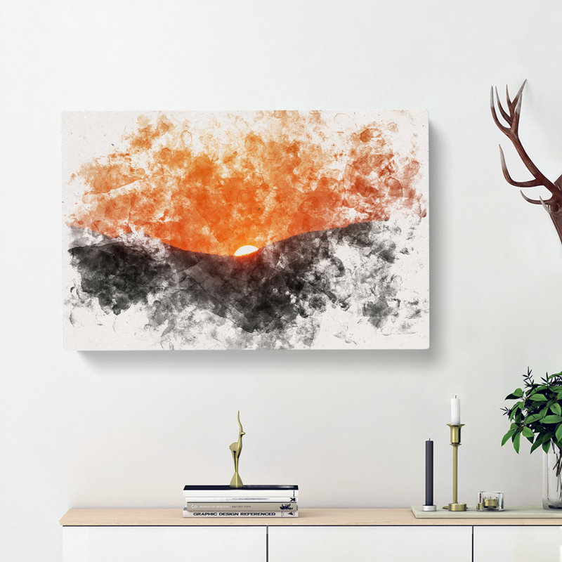 Sun Setting Behind The Mountains - Wrapped Canvas, 60cm H x 91cm W x 3cm D