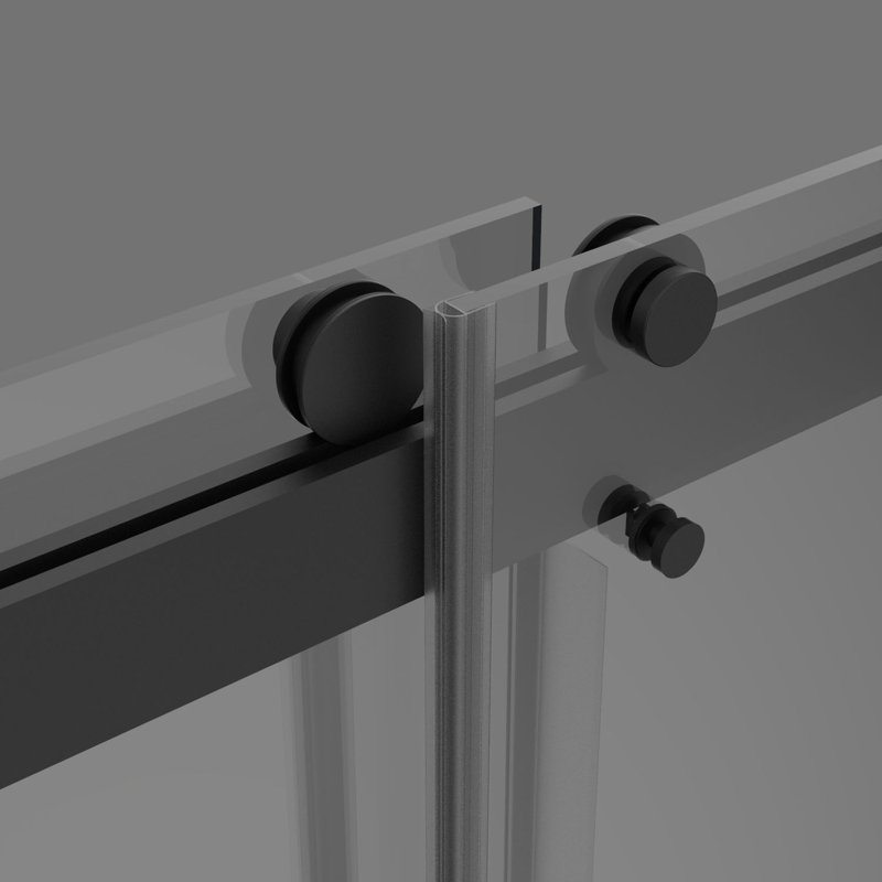 60 In. W X 76 In. H Freestanding Double Sliding Frameless Shower Enclosure In Matte Black Finish, Matte Black