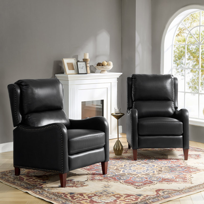 Fauteuil inclinable en cuir Beecher 28,75 po, Cuir pleine fleur noir