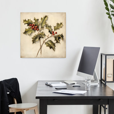 Branches de houx contemporaines avec art des fêtes de Noël