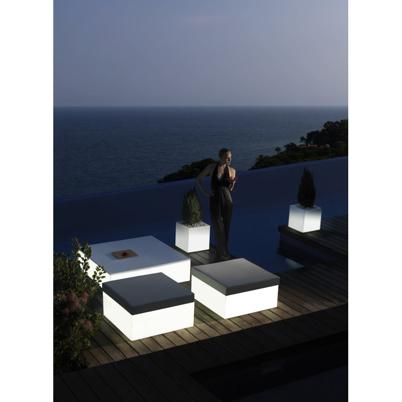 Jut Battery Outdoor Ottoman with Cushion