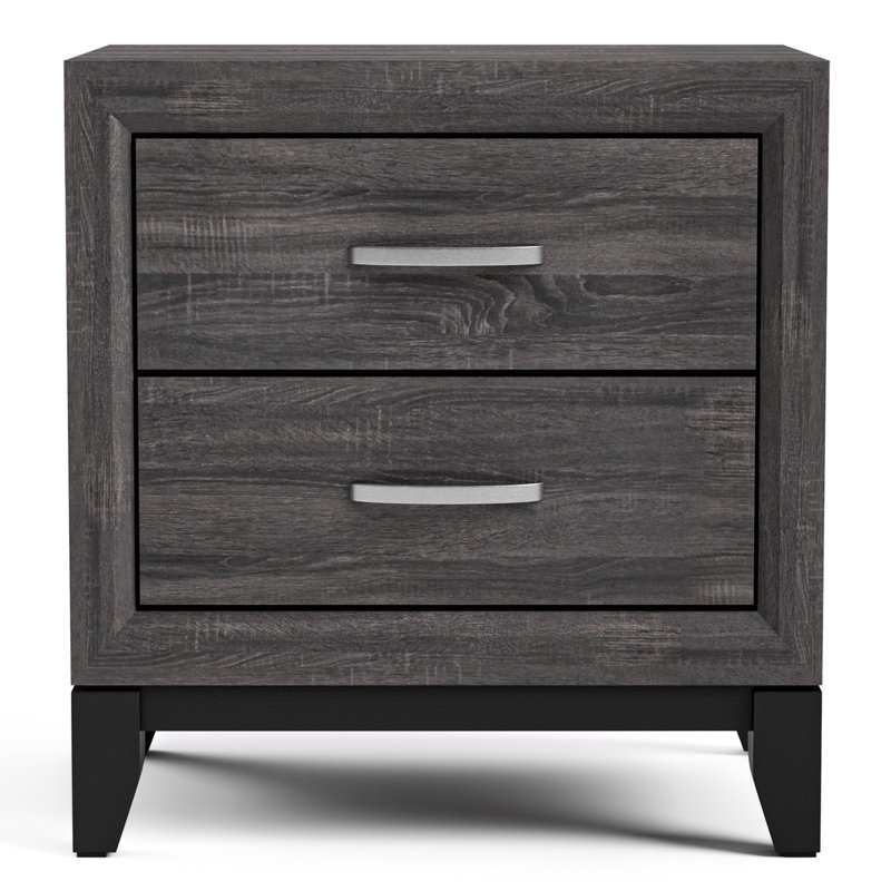 Ferris Beeson 2-Drawer Nightstand, Black/Gray