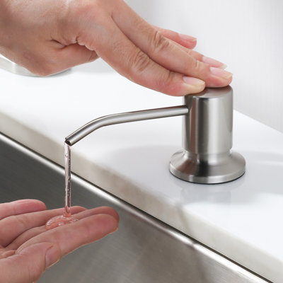 Kitchen Sink Mount Lotion Dispenser Top refill Stainless Steel Soap Dispenser with 17.6 oz. Cap