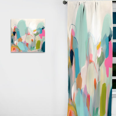 Pink Blue Minimalism Fluidity III - Minimalism Curtain - Blackout Abstract Curtain - 1 Panels