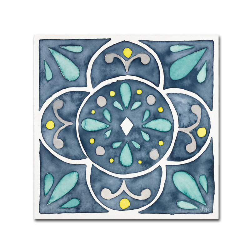 " Garden Getaway Tile VII Blue " by Laura Marshall, 18" H x 18" W