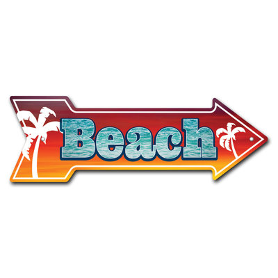 Plaque de rue Beach 3 en plastique robuste 6 po x 18 po