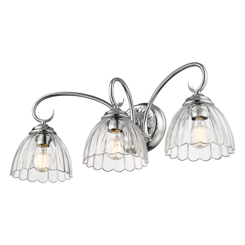 Marcinda 3-Light Vanity Light with Clear Glass, Pewter