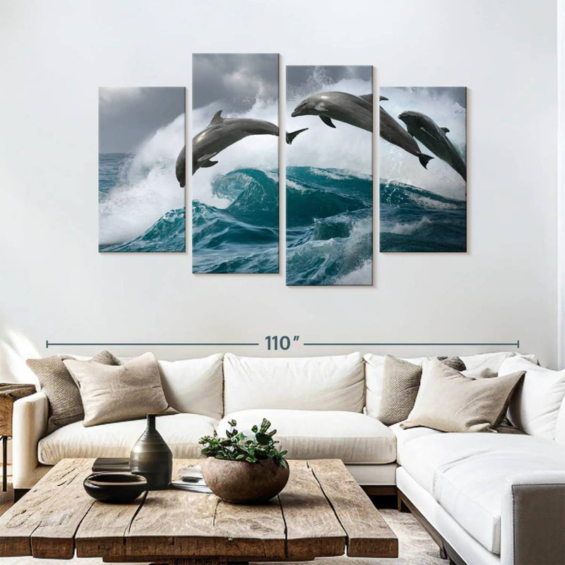 Brampt Wave Riding Dolphins, 54" H x 84" W