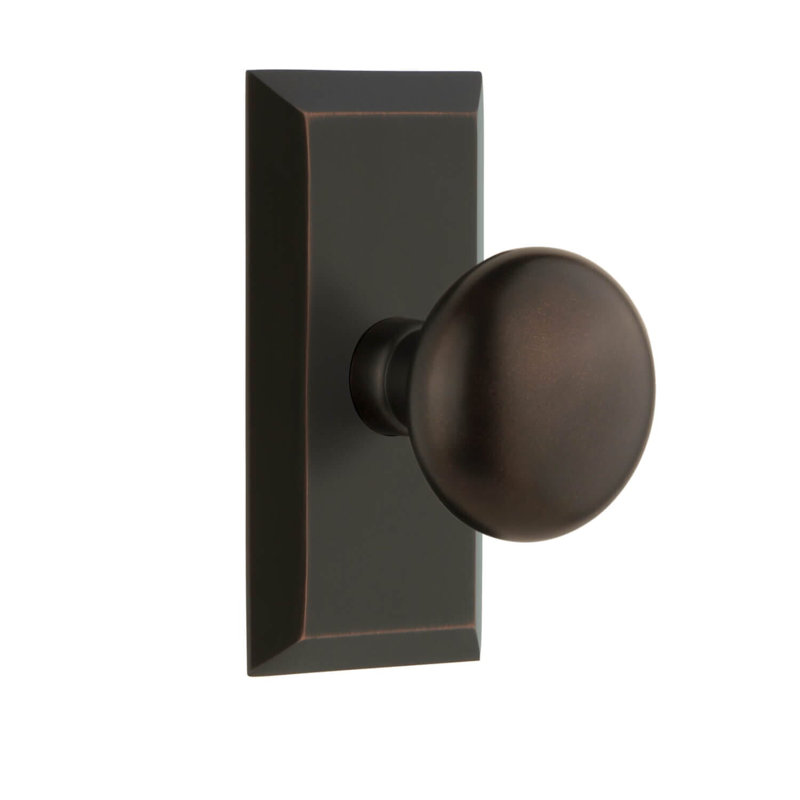 Grandeur Fifth Avenue Short Plate Single Dummy with Fifth Avenue Knob, Timeless Bronze, Rectangle