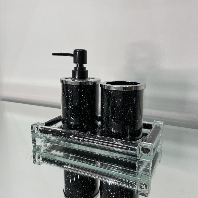 Distributeur de savon et porte-brosse à dents avec plateau 3 pièces Ambrose