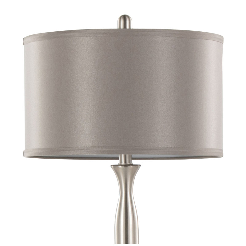 Joan 30" Contemporary Metal Table Lamp in Brushed Nickel with Grey Satin Shade from Grandview Gallery by LumiSource - Set of 2