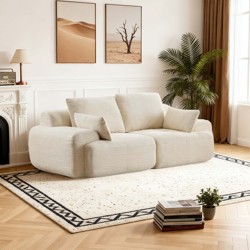 Grand canapé 2 places 84,3 po Corduroy, Beige