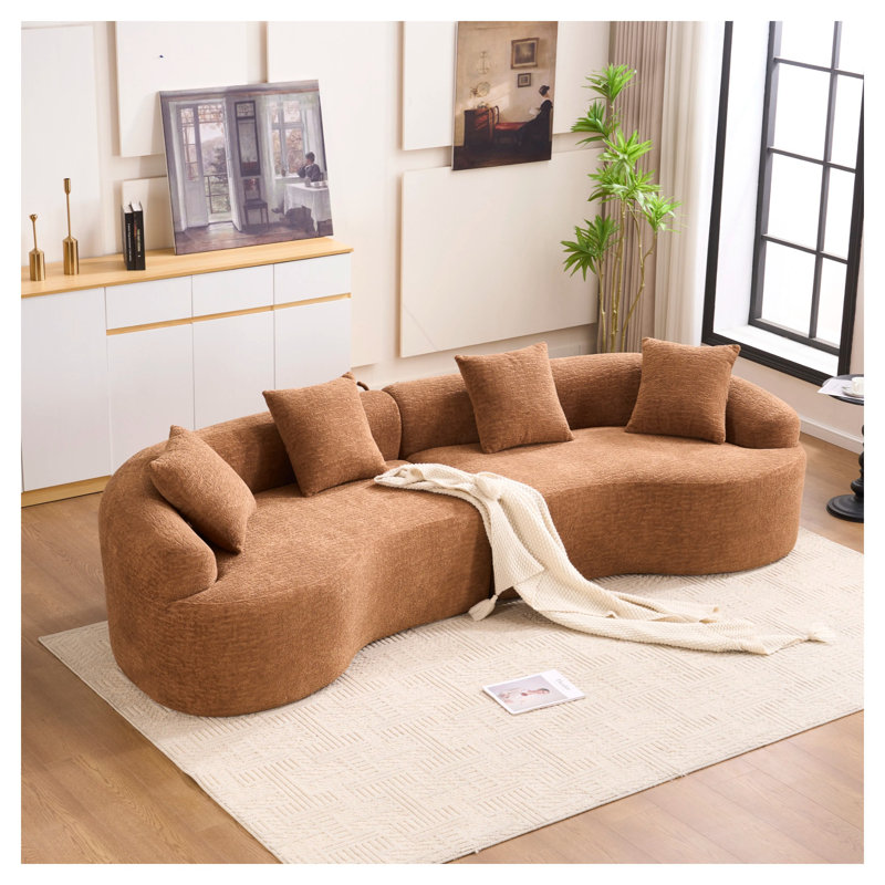 Canapé modulaire incurvé 110 po Chenille, Brun