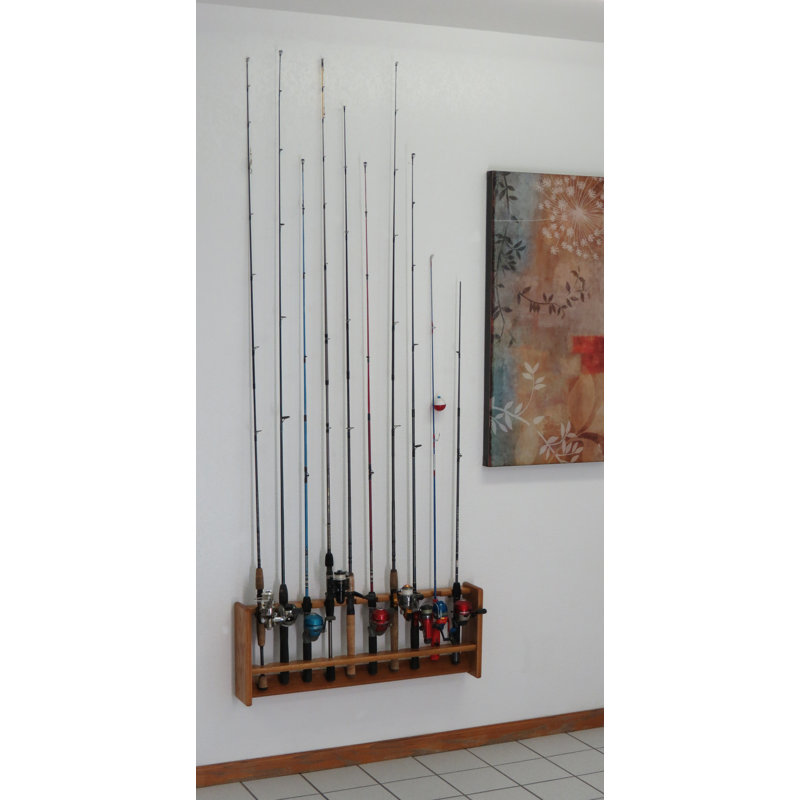 Wood Fishing Rack, Medium Oak