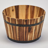 Bathily Handmade Wood Barrel Planter