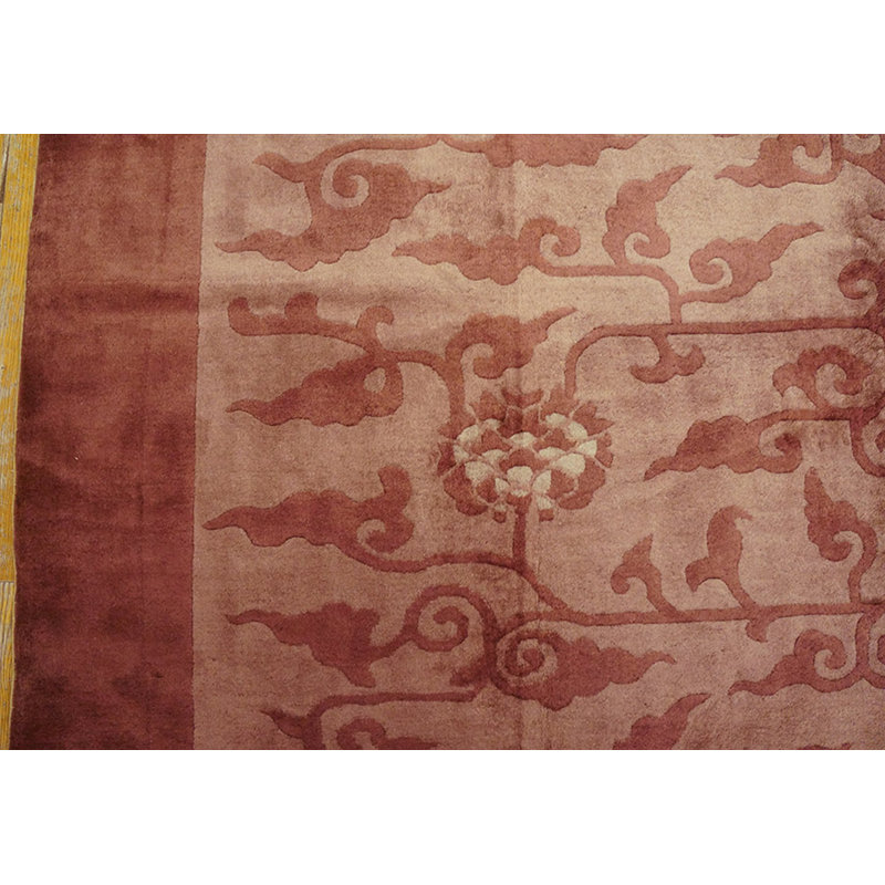 Antique Allover Floral Wool Hand Knotted Pile Purple / Lavender Mauve 1930s Rug