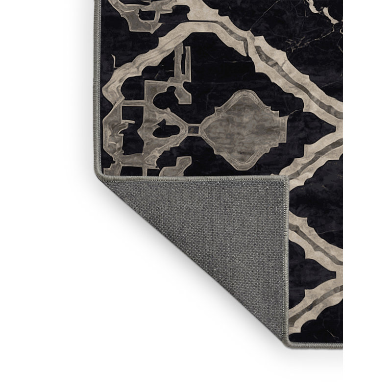 Tapis gris soyeux et moelleux, Rectangulaire 3 pi x 5 pi