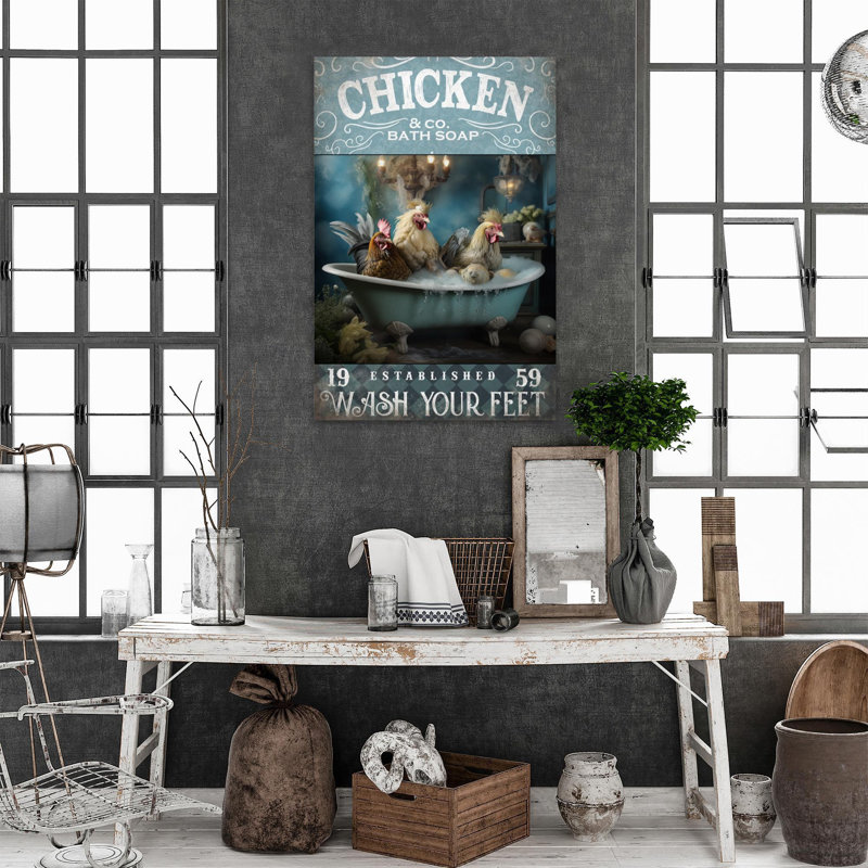 «Chicken Bath Soap», reproduction sur toile, H 36 po x l 24 po x P 1,25 po