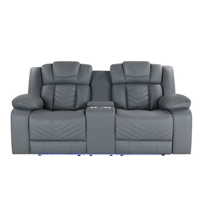 Canapé inclinable électrique gris avec console centrale