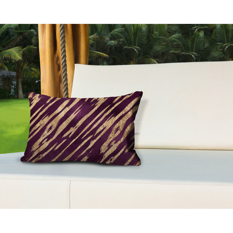 Coussin lombaire intérieur / extérieur abstrait Sana, Mauve / doré