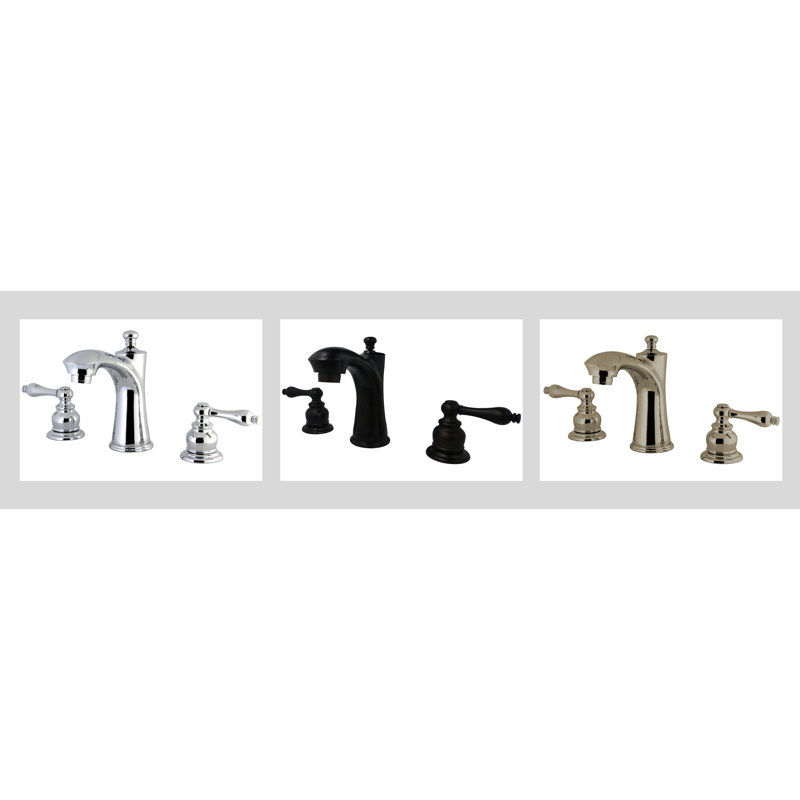 Kingston Brass Victorian Two-Handle 3-Hole Deck Mount Widespread Bathroom Faucet with Retail Pop-Up Drain, Polished Chrome