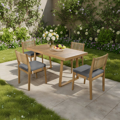 4 - Person Acacia Wood Patio Dining Set With Rectangular Table