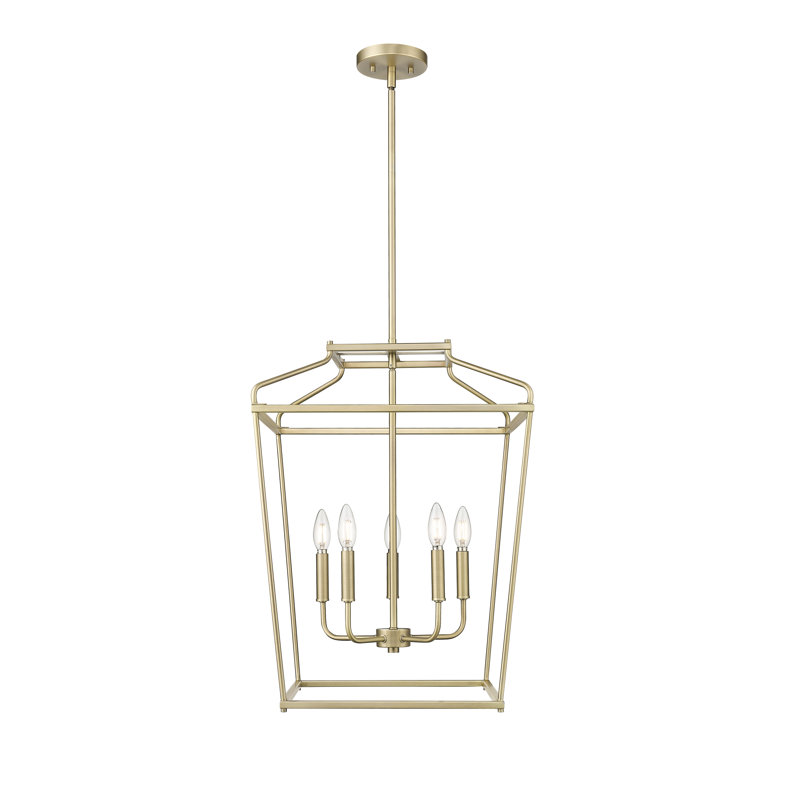 Luminaire suspendu 4 lumières Nellita, Laiton rétro, H 25 po x l 18 po x P 18 po