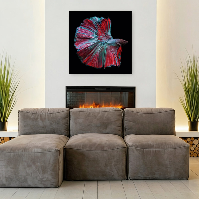 Vibrant Betta Fish Colorful Dramatic Elegant Fish Nature Tropical Wall Art Print 1 Piece Wrapped Canvas Wall Art