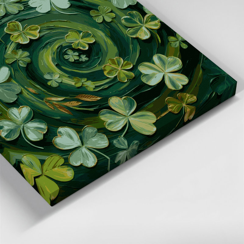 Art mural sur toile trèfle botanique vert, H 12 po x l 12 po