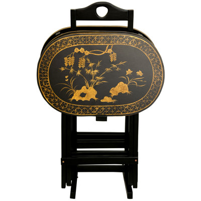 Lacquer TV Tray Set with Stand