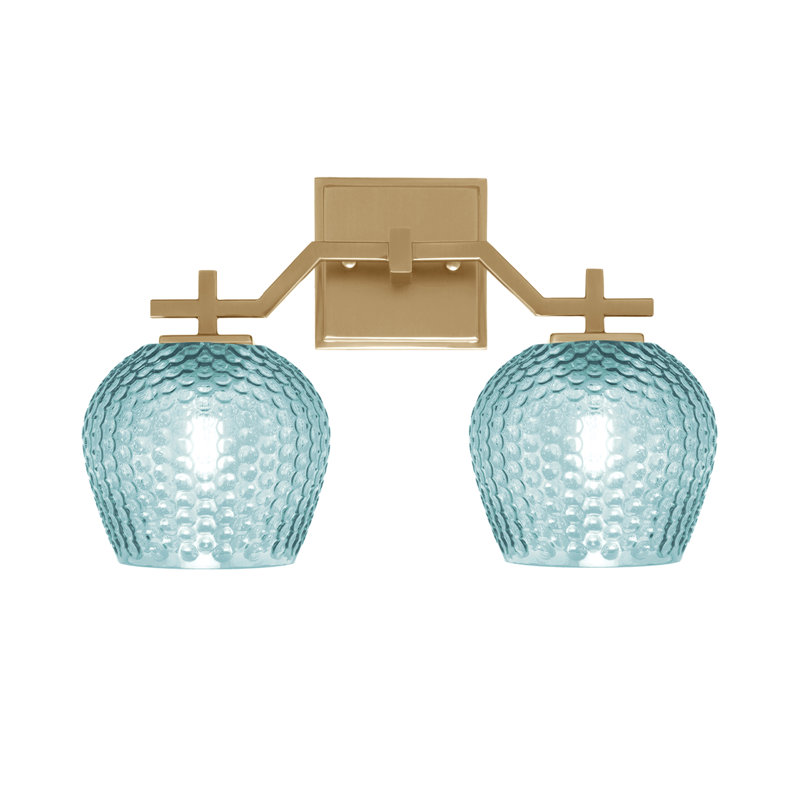 Bar pour salle de bain Headland illustré avec verre texturé fumée de 6 po, H 10 po x l 15,75 po x P 6,25 po, Deux lumières