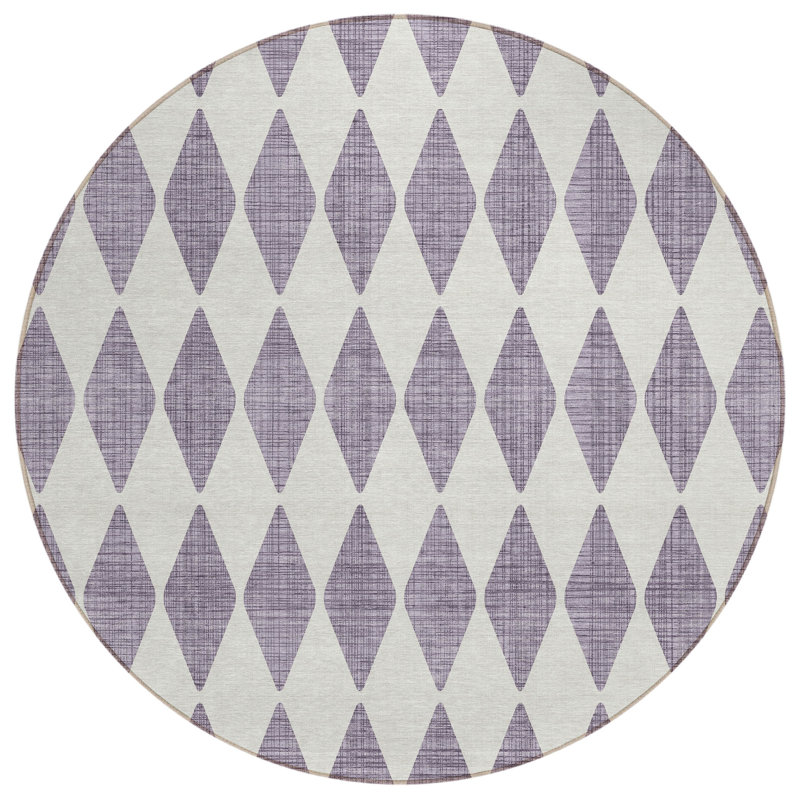 Fayme Washable Geometric Indoor / Outdoor Rug, Round 8'