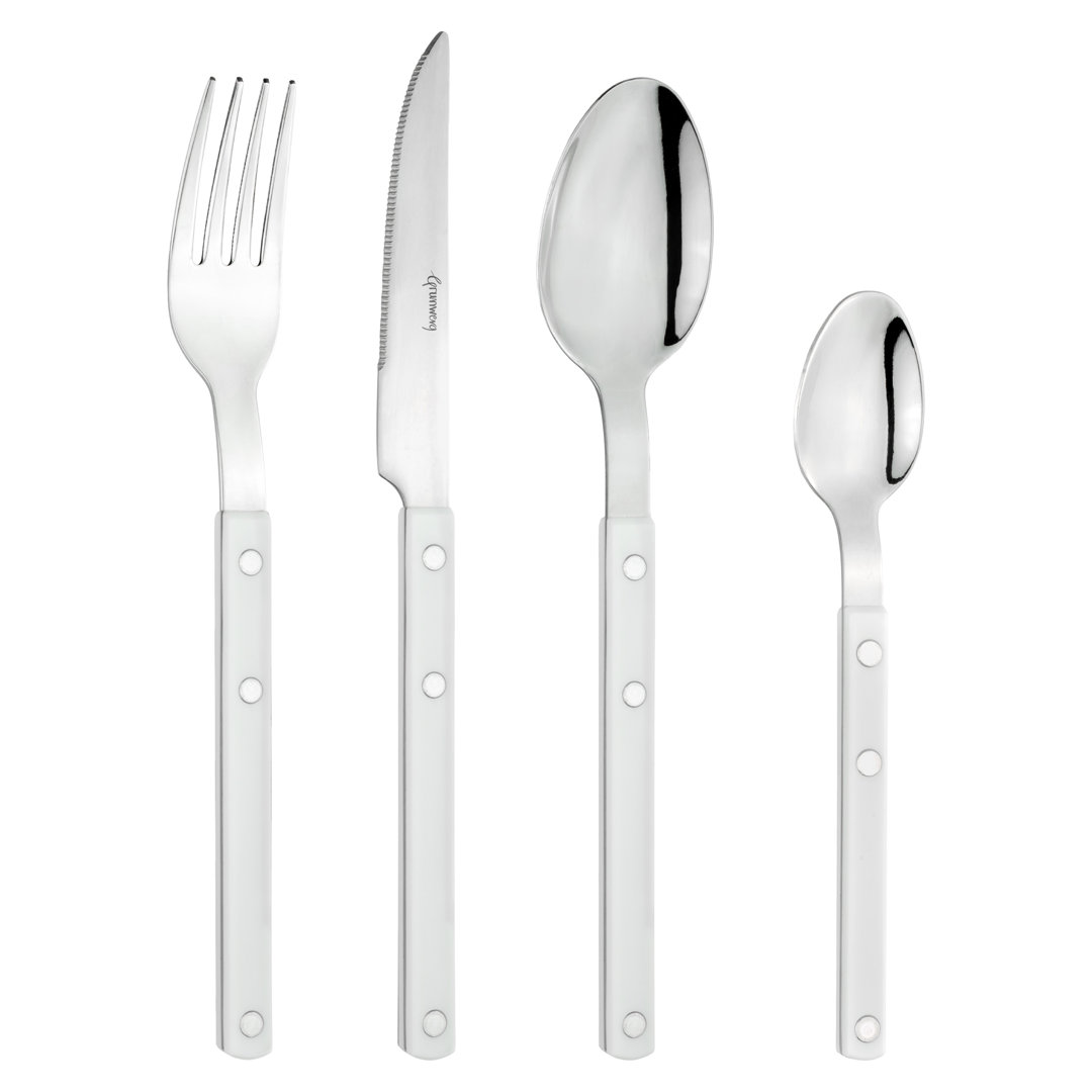 Grunwerg Bistro Cutlery, 24 Piece Set, 18/0 Stainless Steel, Riveted Handle