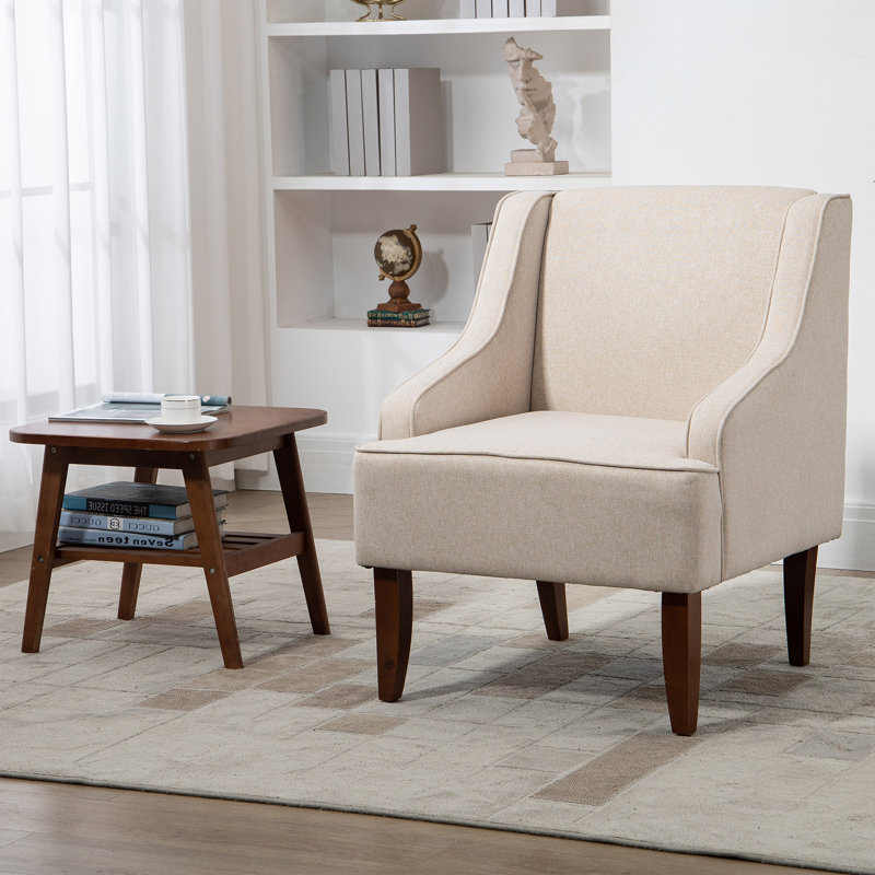 26'' Wide Linen Side Chair, White