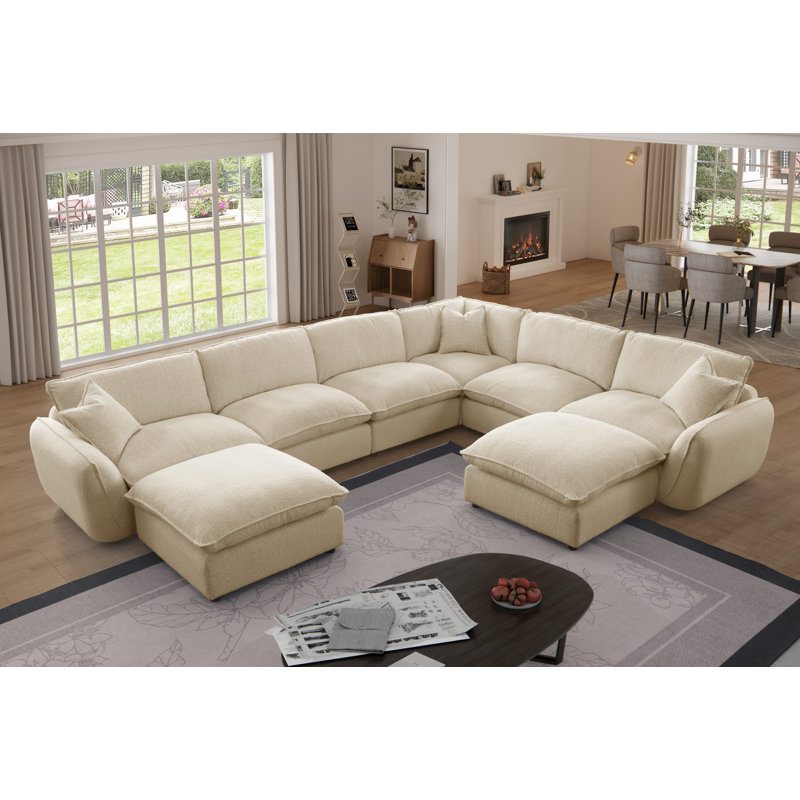 Cloud Modular Sectional Sofa,Down Filled Comfort Oversized  For Living Room,  Large 8 Seater Minimalist Wide Deep Seat, Sofa Cover Washable & Removable