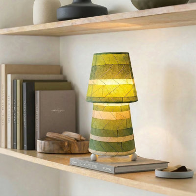  Lampe de table rayée fuselée verte