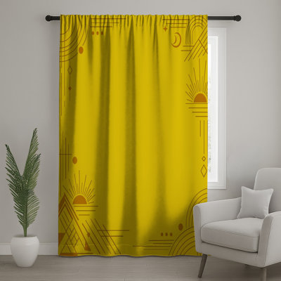 Rideaux jaunes à motif géométrique Sunburst