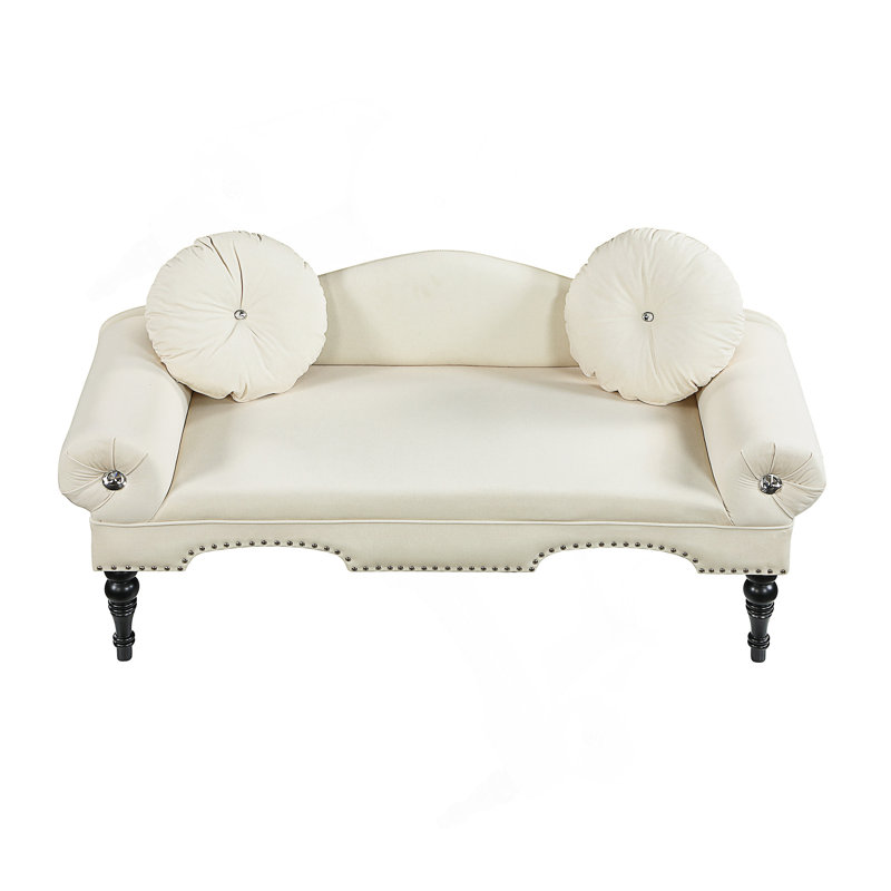 Anastasya Upholstered 54'' Loveseat, Beige Velvet
