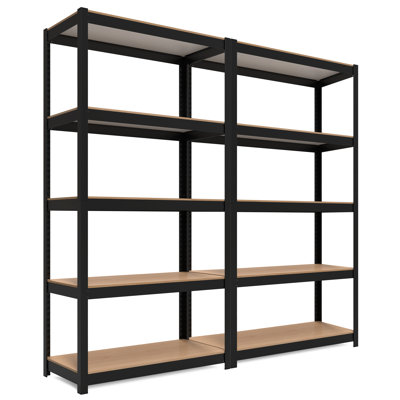 36"W Modern Black 5-Tier Laminated Steel Shelving Unit for Home & Pantry