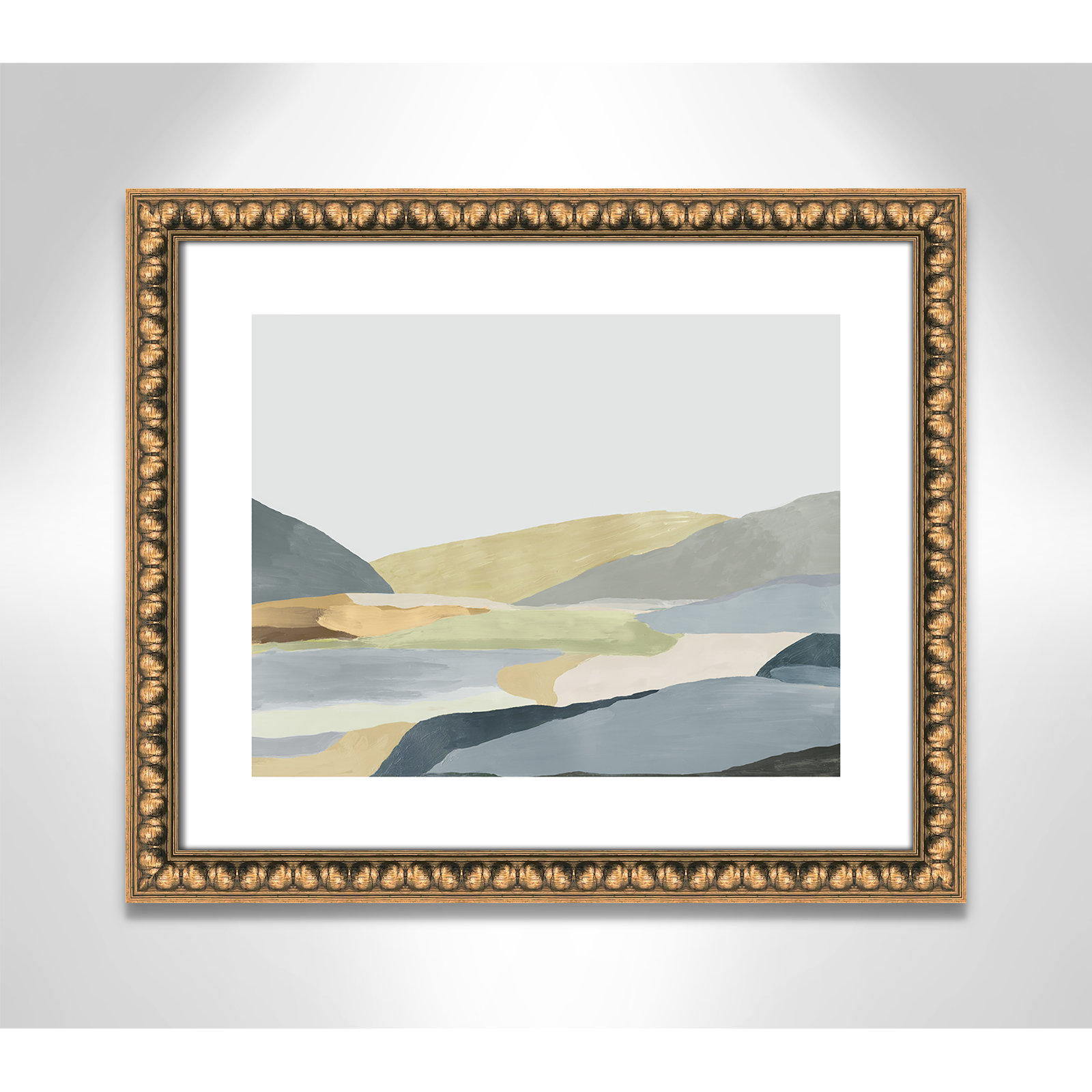 Blair "Warm Hills II" Painting, 17" H x 20" W x 1.13" D, Gold Bead Framed Paper