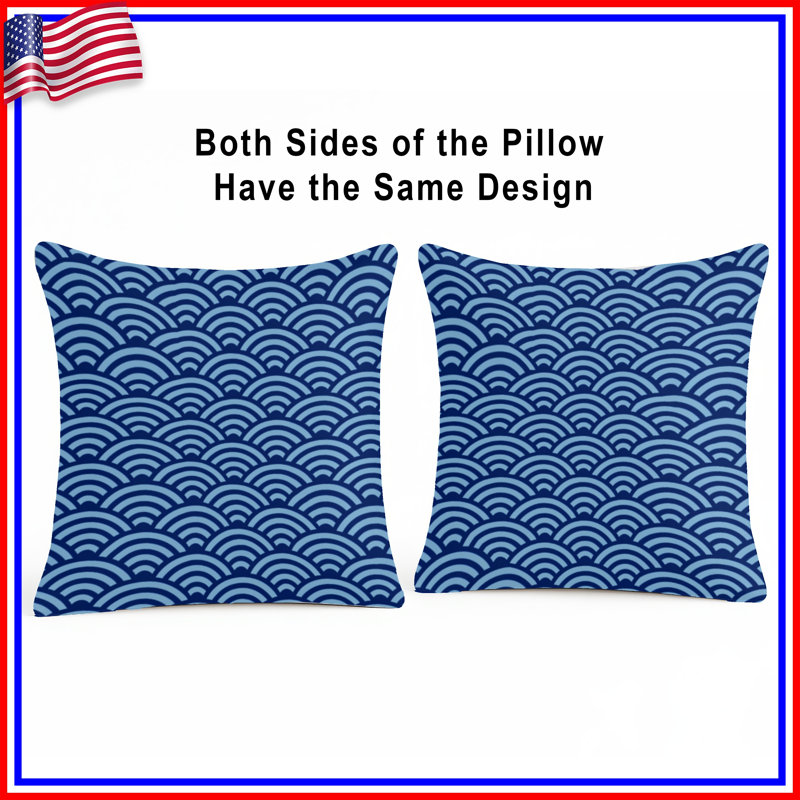 Blue Wave Pattern Double Sided Throw Pillows, 20 x 20 inches