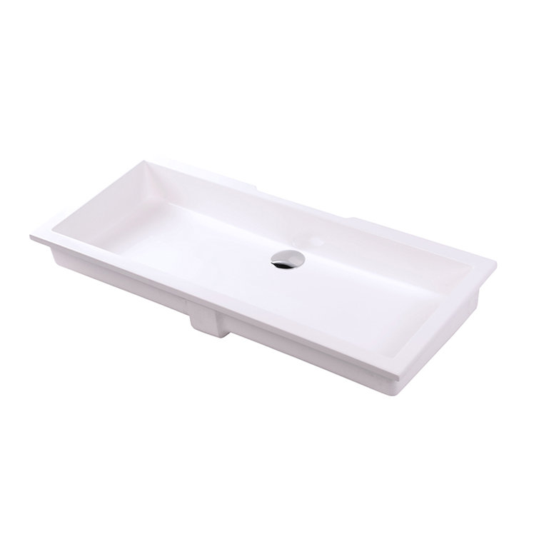 LACAVA Kubista 15'' Solid Surface Rectangular Bathroom Sink with Overflow