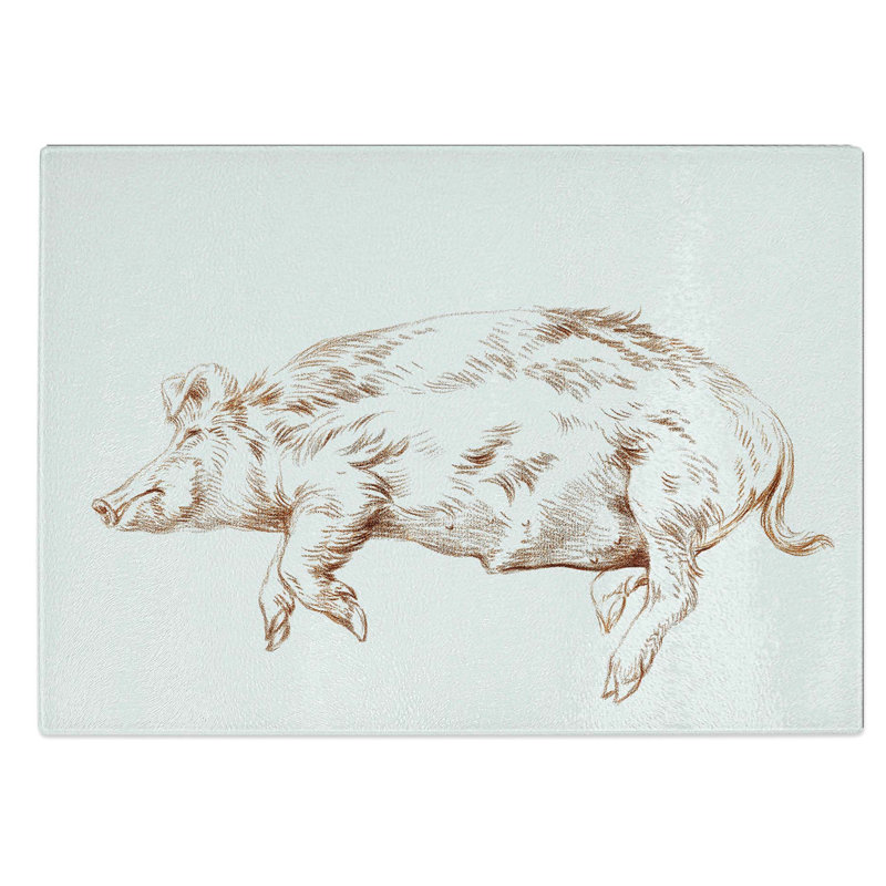Tempered Glass Resting Pig by Jean Bernard Chopping Board, 28.5 cm W x 20 cm L