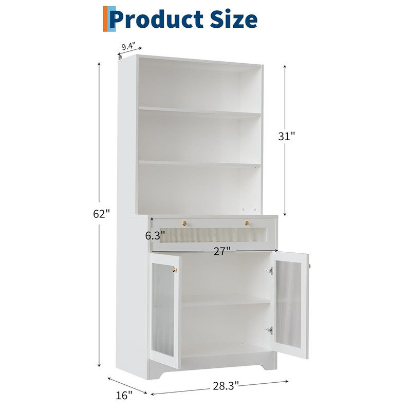 157.5cm Kitchen Pantry, White
