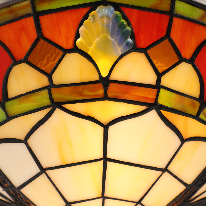 Plafonnier encastré en verre Tiffany 3 lumières 16 po Stanek