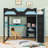 Wood Loft Bed with Desk, Shelves,USB and RGB Light-149806400
