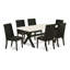 Ensemble de mobilier de salle à manger 7 pièces composé d'une table de salle à manger rectangulaire avec pieds en X et 6 chaises Parsons en tissu noir, noir brossé-687912010-687912006