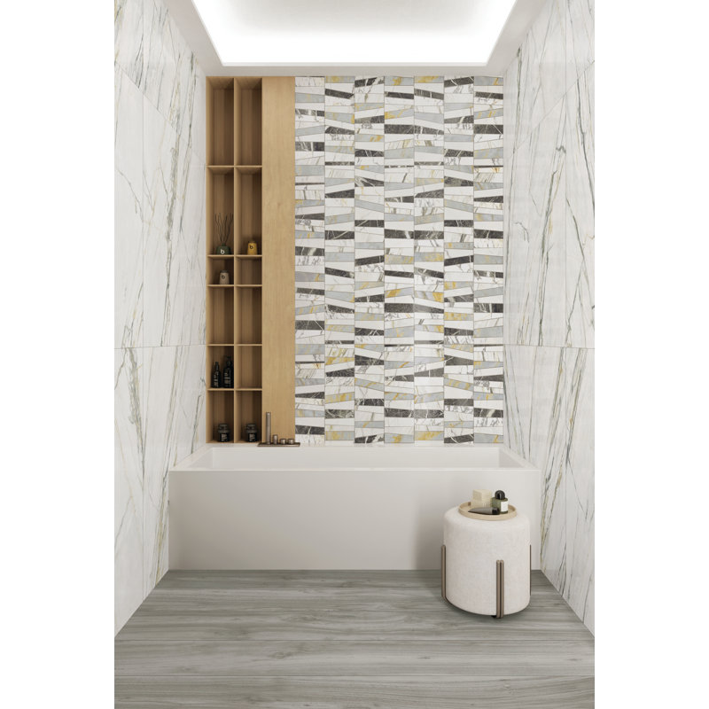 Carreau de métro style mur de porcelaine 24 po x 47 po Decor Tesserae