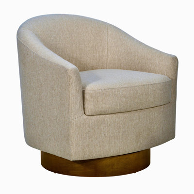 Ashton Upholstered Swivel Chair With Wood Base