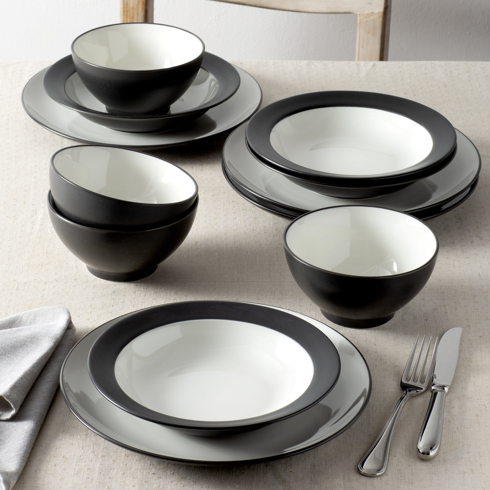Colorwave Stoneware Dinnerware Set - Service for 4, Graphite